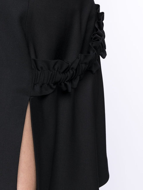 gathered detail asymmetric skirt